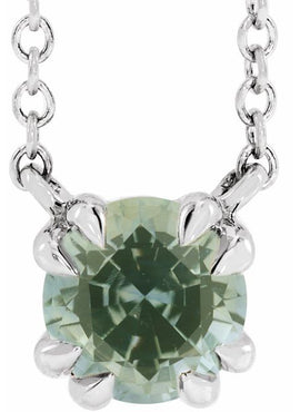 14K Rose Gold Natural Green Sapphire Solitaire 18
