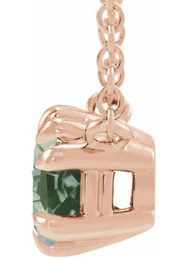 14K Rose Gold Natural Green Sapphire Solitaire 18