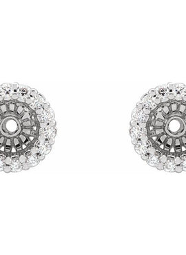 14K White Gold 1/8 CTW Natural Diamond Earring Jackets with 3.6 mm ID