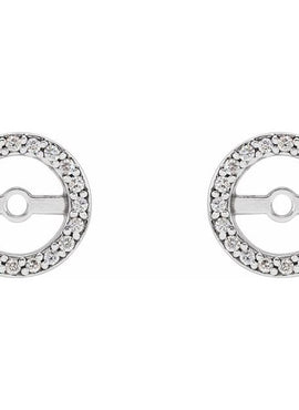 14K White Gold .08 CTW Natural Diamond Earring Jackets with 3.6 mm ID