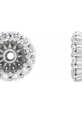 14K White Gold 1/8 CTW Natural Diamond Earring Jackets with 3.6 mm ID