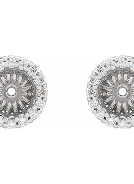 14K White Gold 1/8 CTW Natural Diamond Earring Jackets with 3.6 mm ID