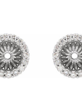 14K White Gold 1/8 CTW Natural Diamond Earring Jackets with 3.6 mm ID