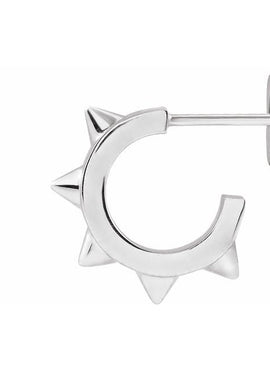 14K White Gold Spike 13.43 mm Hoop Earrings
