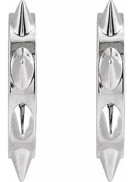 14K White Gold Spike 13.43 mm Hoop Earrings