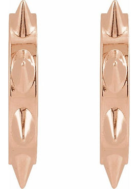 14K White Gold Spike 13.43 mm Hoop Earrings