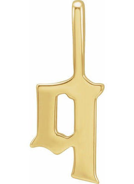 14K Rose Gold Gothic Initial A Charm/Pendant