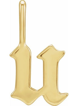 14K Rose Gold Gothic Initial A Charm/Pendant
