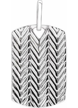 14K White Gold 24x16 mm Dog Tag