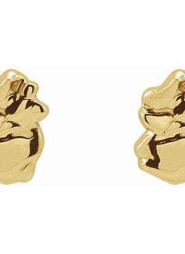 14K White Gold Tiny Nugget Earrings