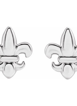14K White Gold Fleur-de-lis Earrings