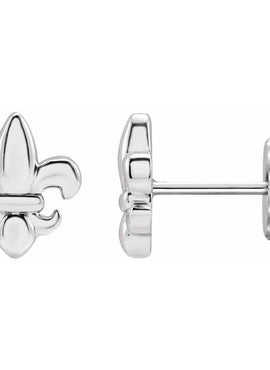 14K White Gold Fleur-de-lis Earrings