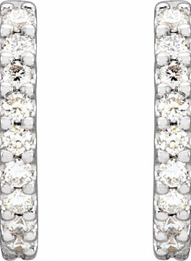 14K White Gold 1/4 CTW Natural Diamond 10.32 mm Hoop Earrings