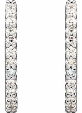 14K White Gold 1/4 CTW Natural Diamond 10.32 mm Hoop Earrings