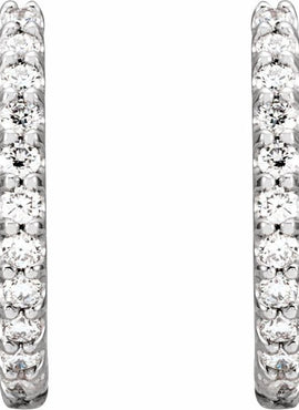 14K White Gold 1/4 CTW Natural Diamond 10.32 mm Hoop Earrings