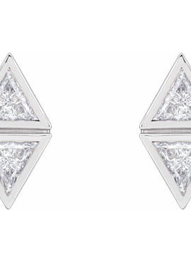 14K White Gold 1/4 CTW Natural Diamond Two-Stone Bezel-Set Earrings