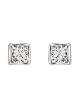 14K White Gold .05 CTW Natural Diamond Bezel-Set Earrings