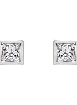 14K White Gold .05 CTW Natural Diamond Bezel-Set Earrings