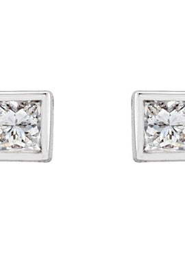 14K White Gold .05 CTW Natural Diamond Bezel-Set Earrings