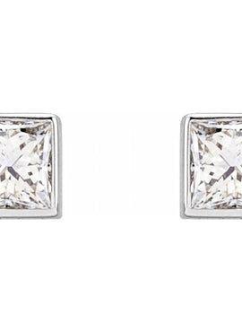 14K White Gold .05 CTW Natural Diamond Bezel-Set Earrings