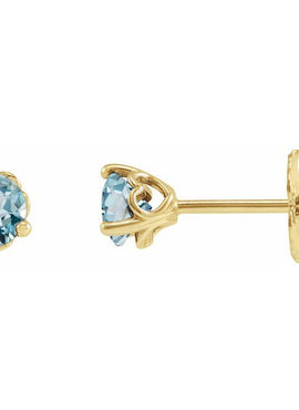 Platinum 3 mm Natural Sky Blue Topaz Earrings