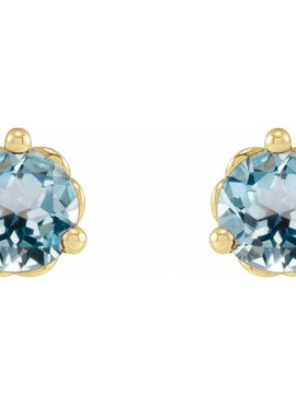 Platinum 3 mm Natural Sky Blue Topaz Earrings