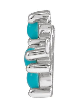 14K White Gold Natural Turquoise Sideways Cross Necklace Center