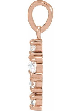 14K White Gold 1/8 CTW Rose-Cut Natural Diamond Cross Pendant