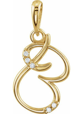 14K Yellow Gold .025 CTW Natural Diamond Initial A Pendant