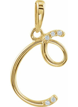 14K Yellow Gold .025 CTW Natural Diamond Initial A Pendant