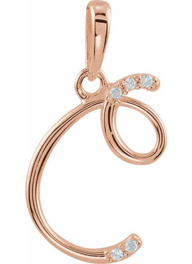 14K Yellow Gold .025 CTW Natural Diamond Initial A Pendant