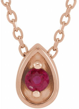 14K White Gold 2 mm Natural Ruby Teardrop Slide Pendant