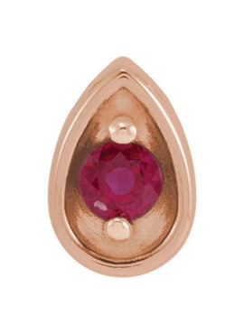 14K White Gold 2 mm Natural Ruby Teardrop Slide Pendant