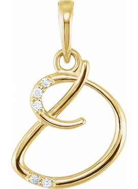 14K Yellow Gold .025 CTW Natural Diamond Initial A Pendant