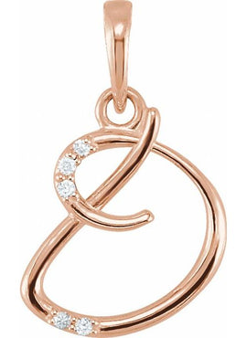 14K Yellow Gold .025 CTW Natural Diamond Initial A Pendant