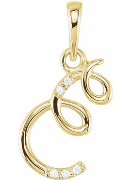 14K Yellow Gold .025 CTW Natural Diamond Initial A Pendant