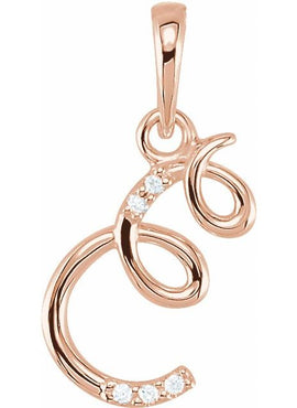 14K Yellow Gold .025 CTW Natural Diamond Initial A Pendant
