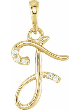 14K Yellow Gold .025 CTW Natural Diamond Initial A Pendant