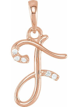 14K Yellow Gold .025 CTW Natural Diamond Initial A Pendant