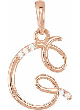 14K Yellow Gold .025 CTW Natural Diamond Initial A Pendant