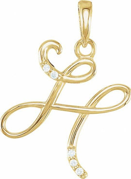 14K Yellow Gold .025 CTW Natural Diamond Initial A Pendant