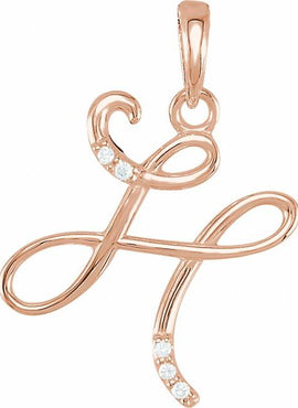 14K Yellow Gold .025 CTW Natural Diamond Initial A Pendant