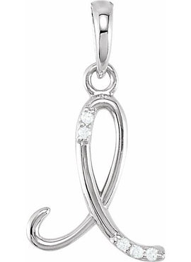 14K Yellow Gold .025 CTW Natural Diamond Initial A Pendant