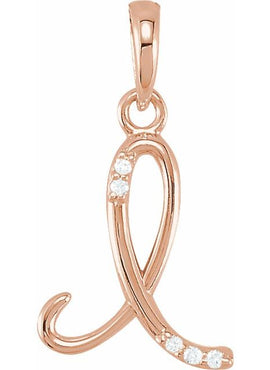 14K Yellow Gold .025 CTW Natural Diamond Initial A Pendant