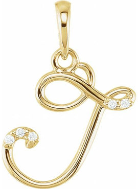 14K Yellow Gold .025 CTW Natural Diamond Initial A Pendant
