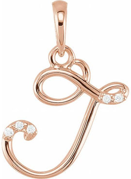 14K Yellow Gold .025 CTW Natural Diamond Initial A Pendant