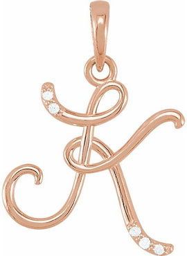 14K Yellow Gold .025 CTW Natural Diamond Initial A Pendant
