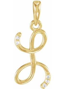 14K Yellow Gold .025 CTW Natural Diamond Initial A Pendant
