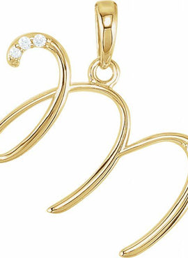 14K Yellow Gold .025 CTW Natural Diamond Initial A Pendant