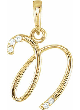 14K Yellow Gold .025 CTW Natural Diamond Initial A Pendant